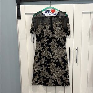 Elegant Black and Gold Floral Dress